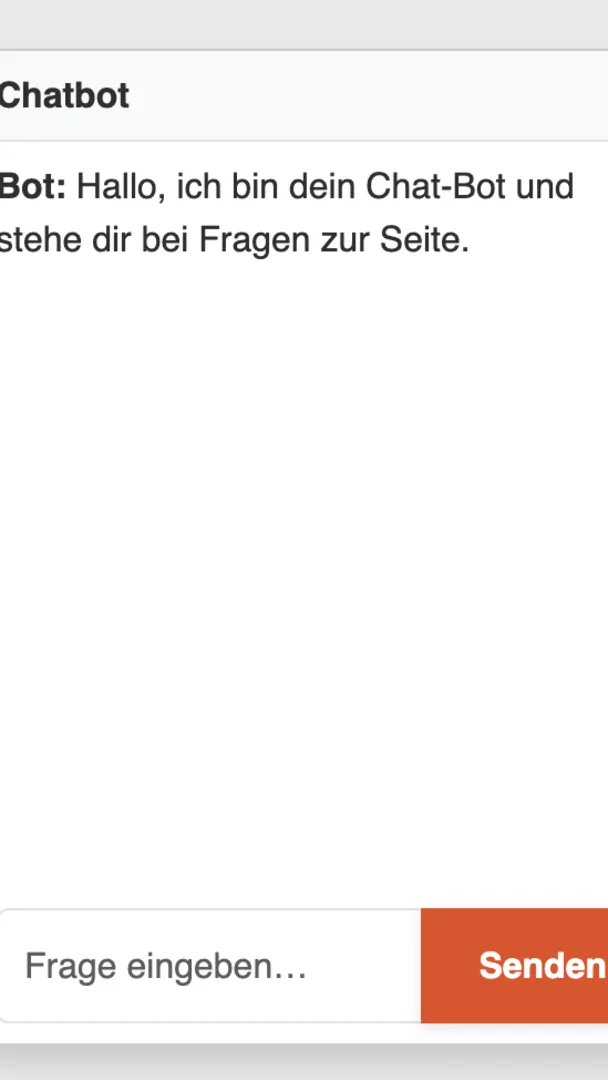 Chatbot auf einer Website – Beispielinterface