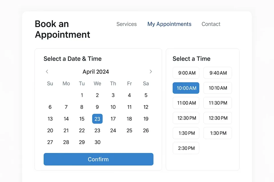 Online-Buchungssystem auf einer Website