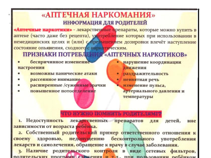 «Аптечная» наркомания - информация для родителей.