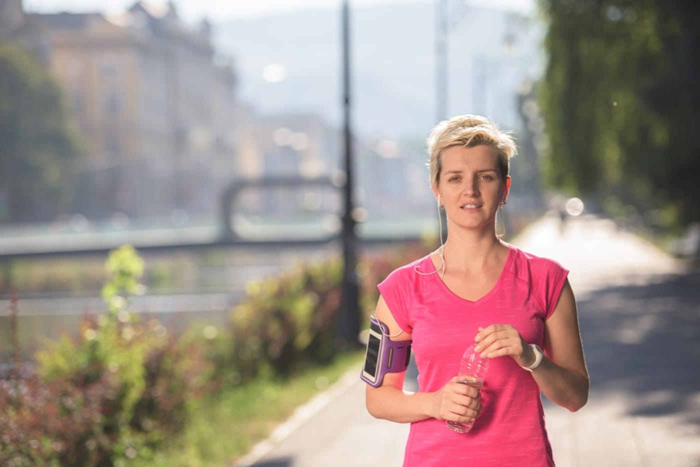 Two people running outdoors