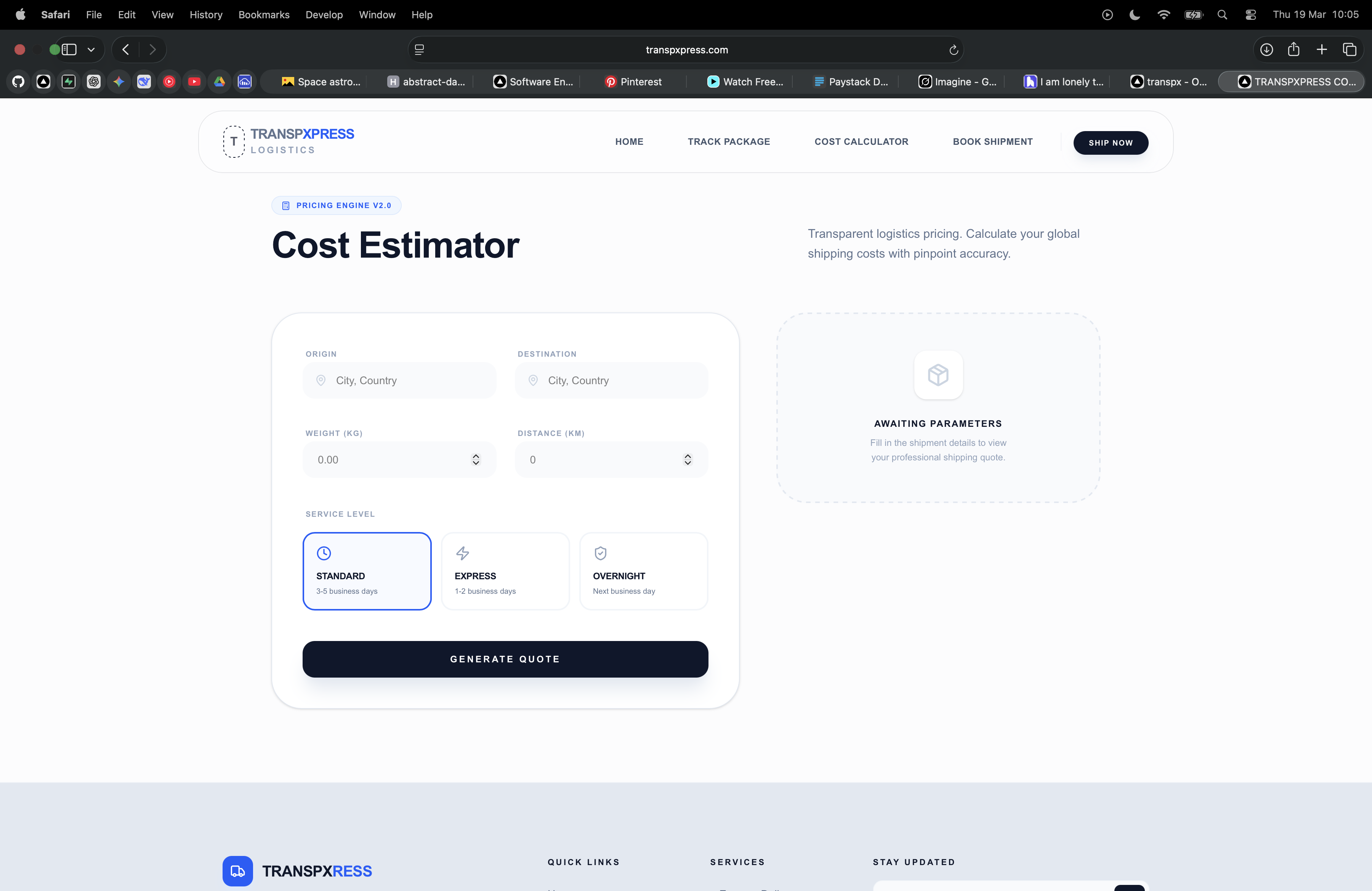 Transpxpress project screenshot 3: Showcasing the user interface and design