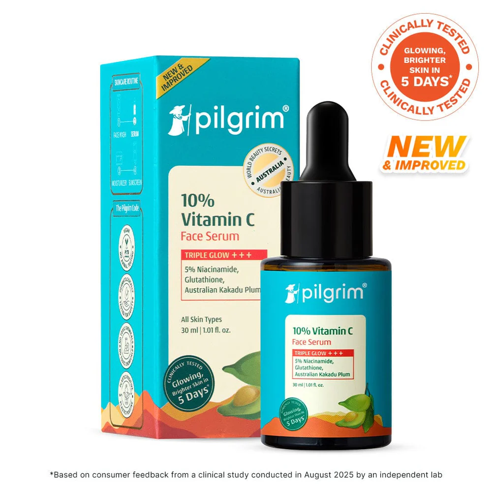 Pilgrim 10% Vitamin C Face Serum: Triple Glow Formula | Fragrance-Free