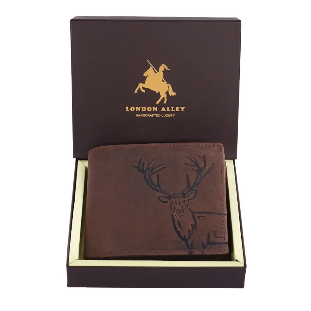 Brown Leather Wallet Price in Nepal | London Alley Elk RFID Vintage