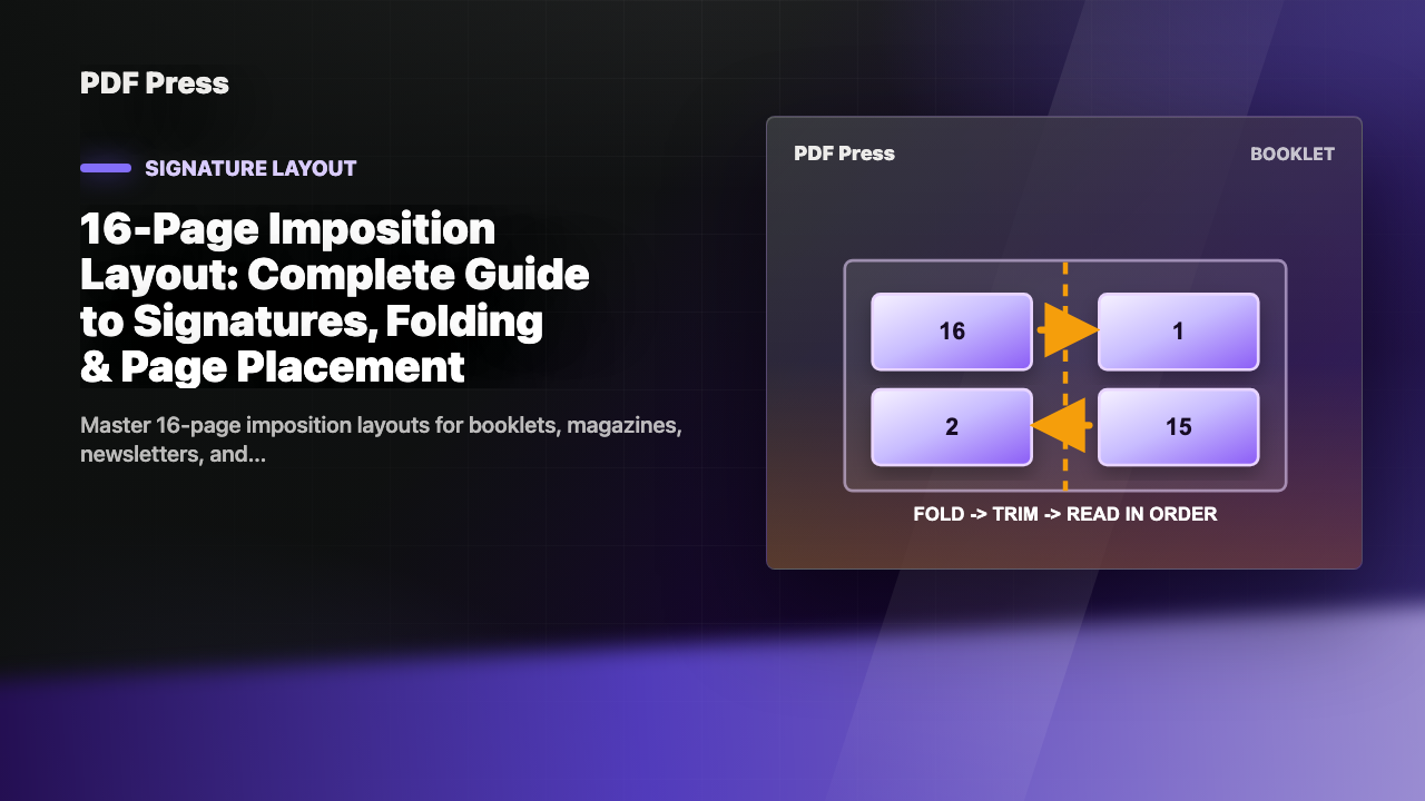 16-Page Imposition Layout: Complete Guide to Signatures, Folding & Page Placement cover illustration