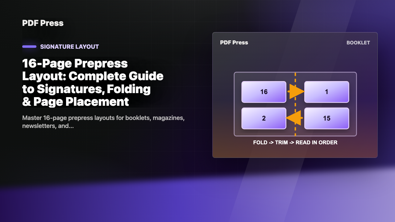 16-Page Prepress Layout: Complete Guide to Signatures, Folding & Page Placement cover illustration