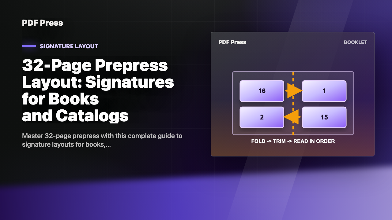 32-Page Prepress Layout: Signatures for Books and Catalogs cover illustration