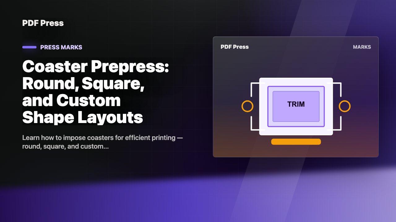 Coaster Prepress: Round, Square, and Custom Shape Layouts cover illustration