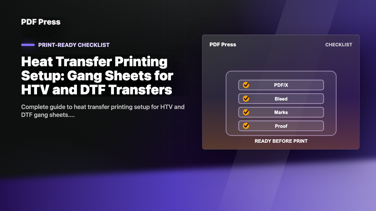Heat Transfer Printing Setup: Gang Sheets for HTV and DTF Transfers cover illustration