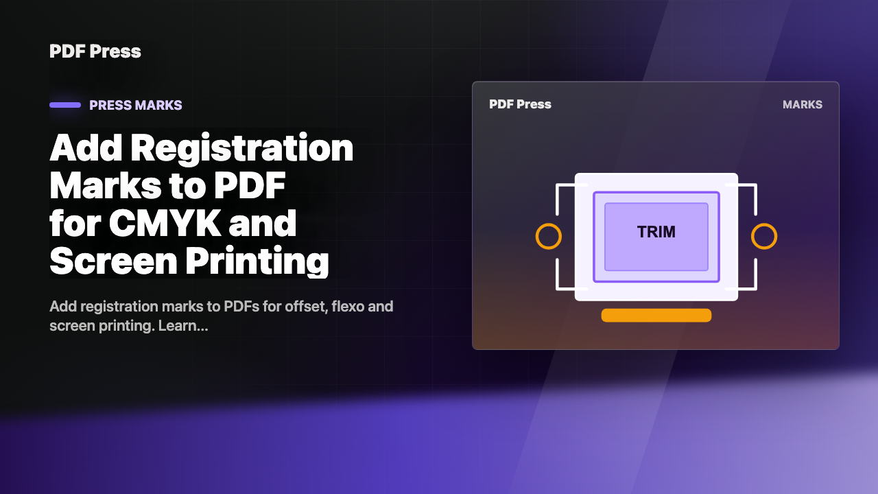Add Registration Marks to PDF for CMYK and Screen Printing cover illustration