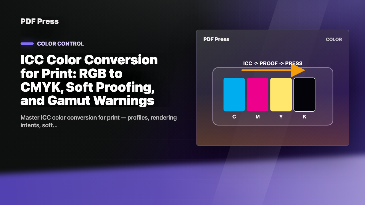 ICC Color Conversion for Print: RGB to CMYK, Soft Proofing, and Gamut Warnings cover illustration