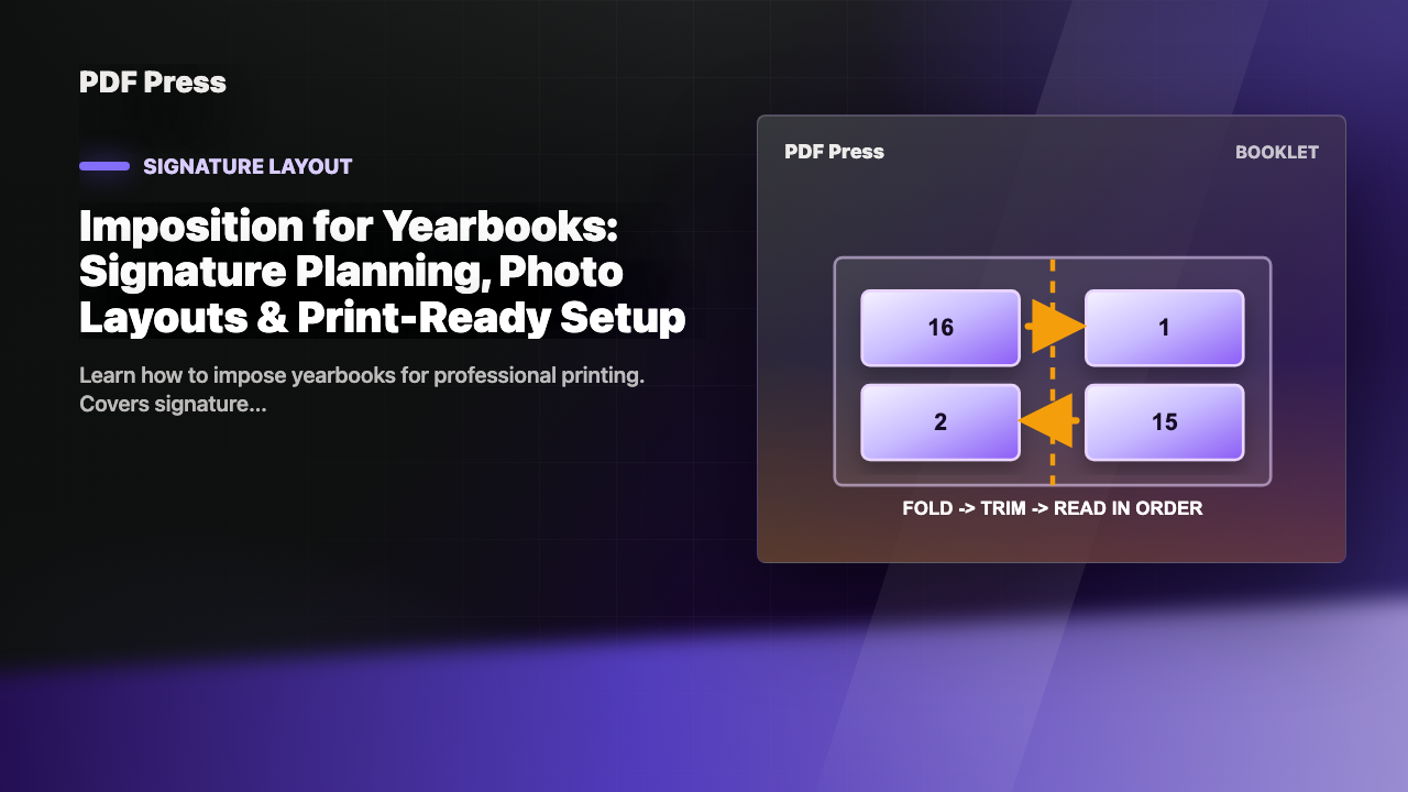 Imposition for Yearbooks: Signature Planning, Photo Layouts & Print-Ready Setup cover illustration