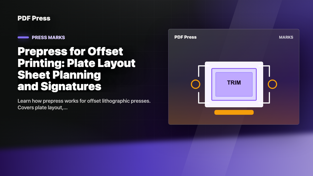 Prepress for Offset Printing: Plate Layout Sheet Planning and Signatures cover illustration