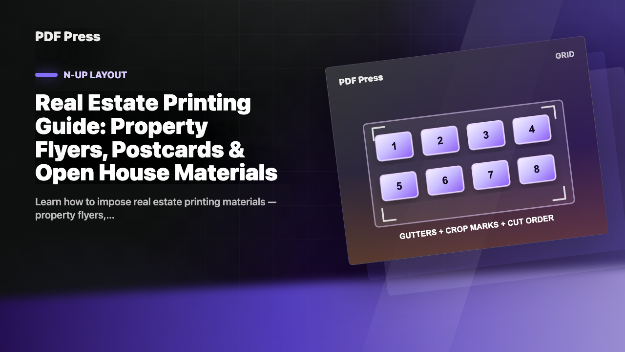 Real Estate Printing Guide: Property Flyers, Postcards & Open House Materials cover illustration