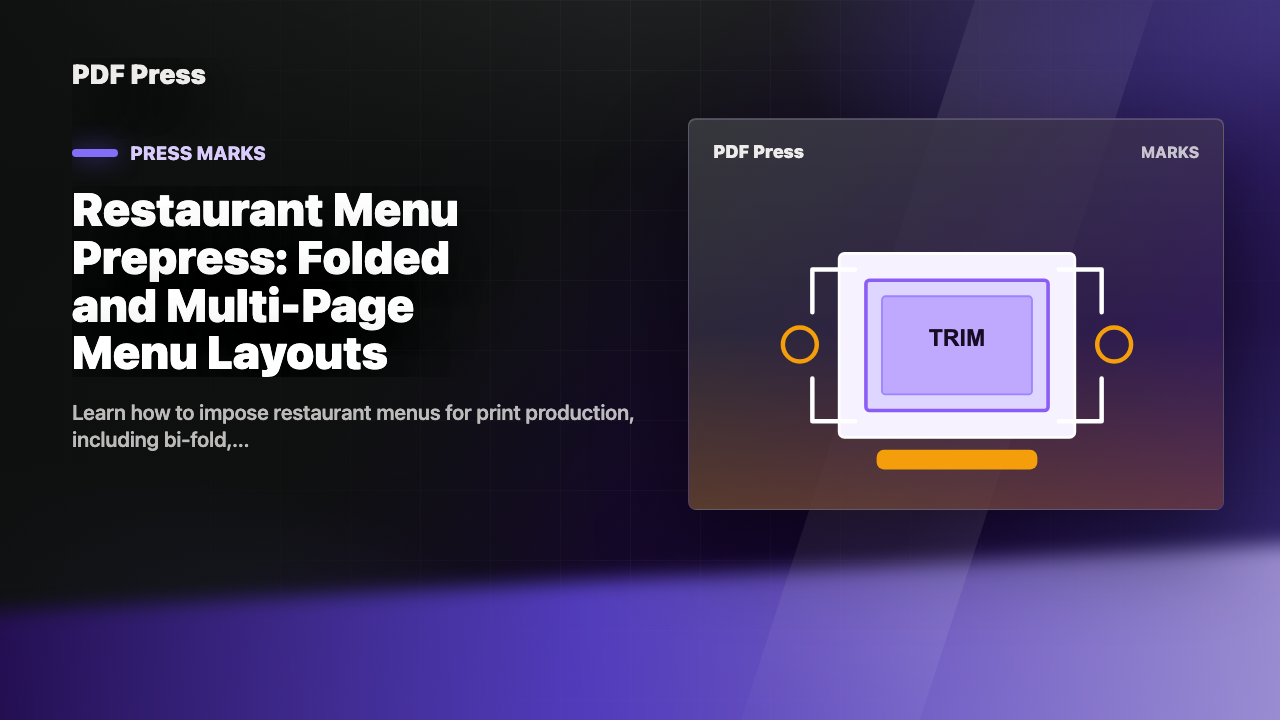 Restaurant Menu Prepress: Folded and Multi-Page Menu Layouts cover illustration