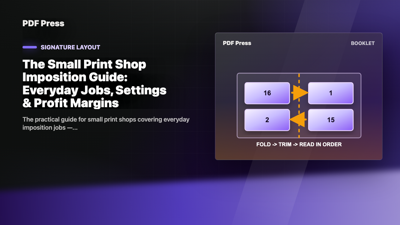 The Small Print Shop Imposition Guide: Everyday Jobs, Settings & Profit Margins cover illustration