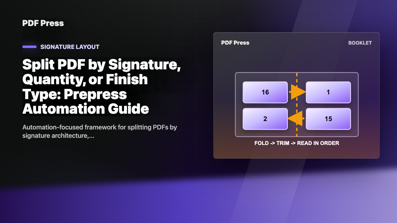 Split PDF by Signature, Quantity, or Finish Type: Prepress Automation Guide cover illustration