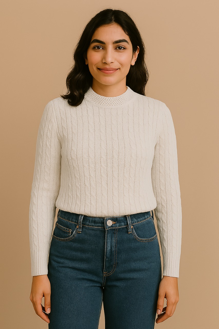 Turtleneck Cable Knit Skivvy Freesize