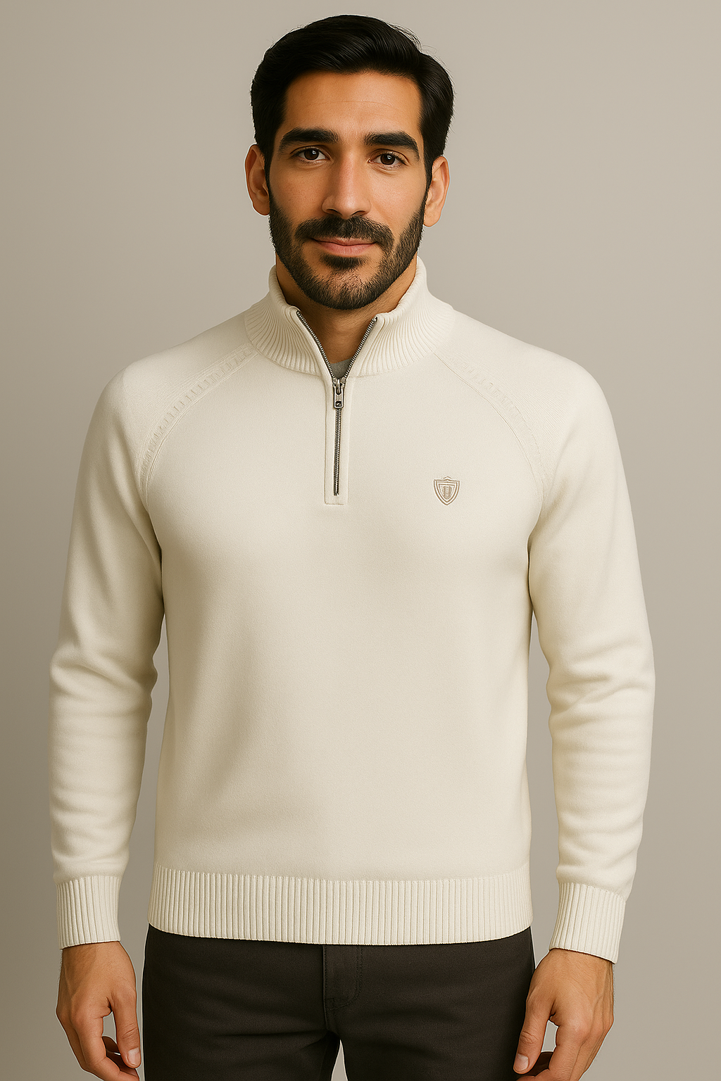 Fully Fashioned Zip-Neck Pullover