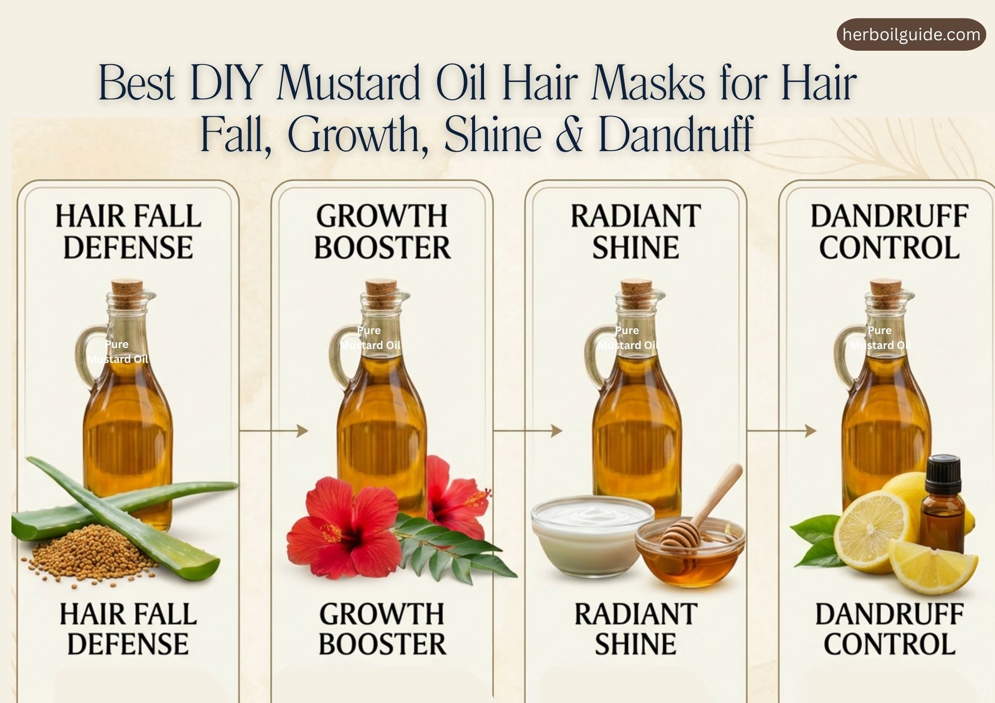 Best DIY mustard oil hair masks for hair fall control, hair growth, shine, and dandruff treatment.