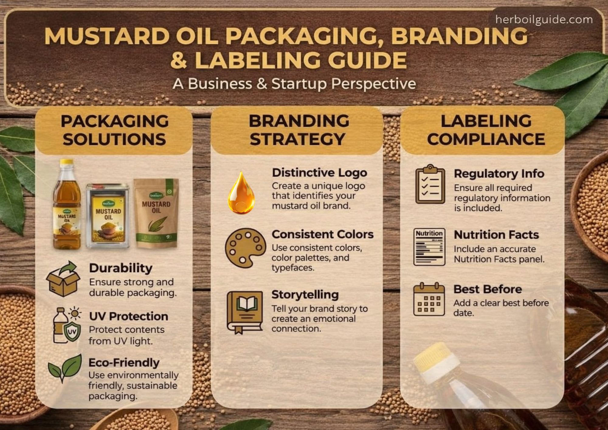 Mustard oil packaging, branding, and labeling guide for startups and businesses to enhance market visibility, compliance, and customer trust.
