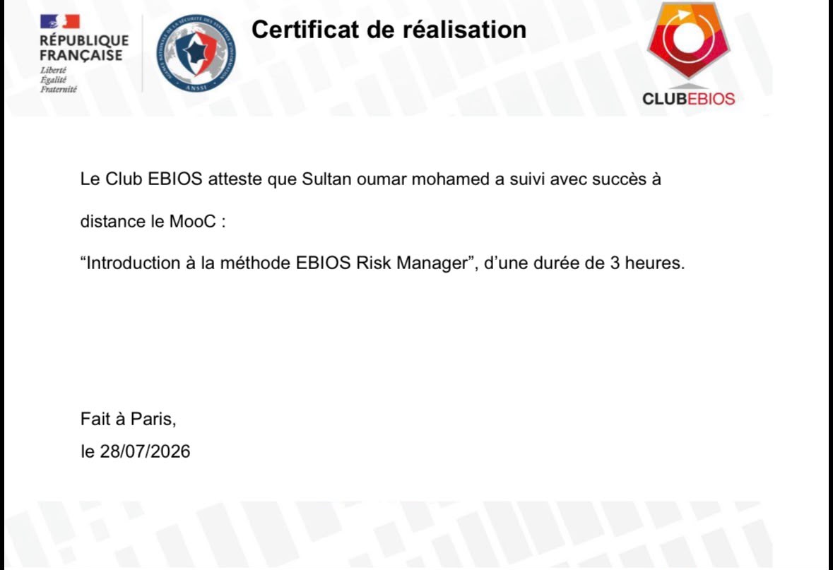 Certificat Club EBIOS