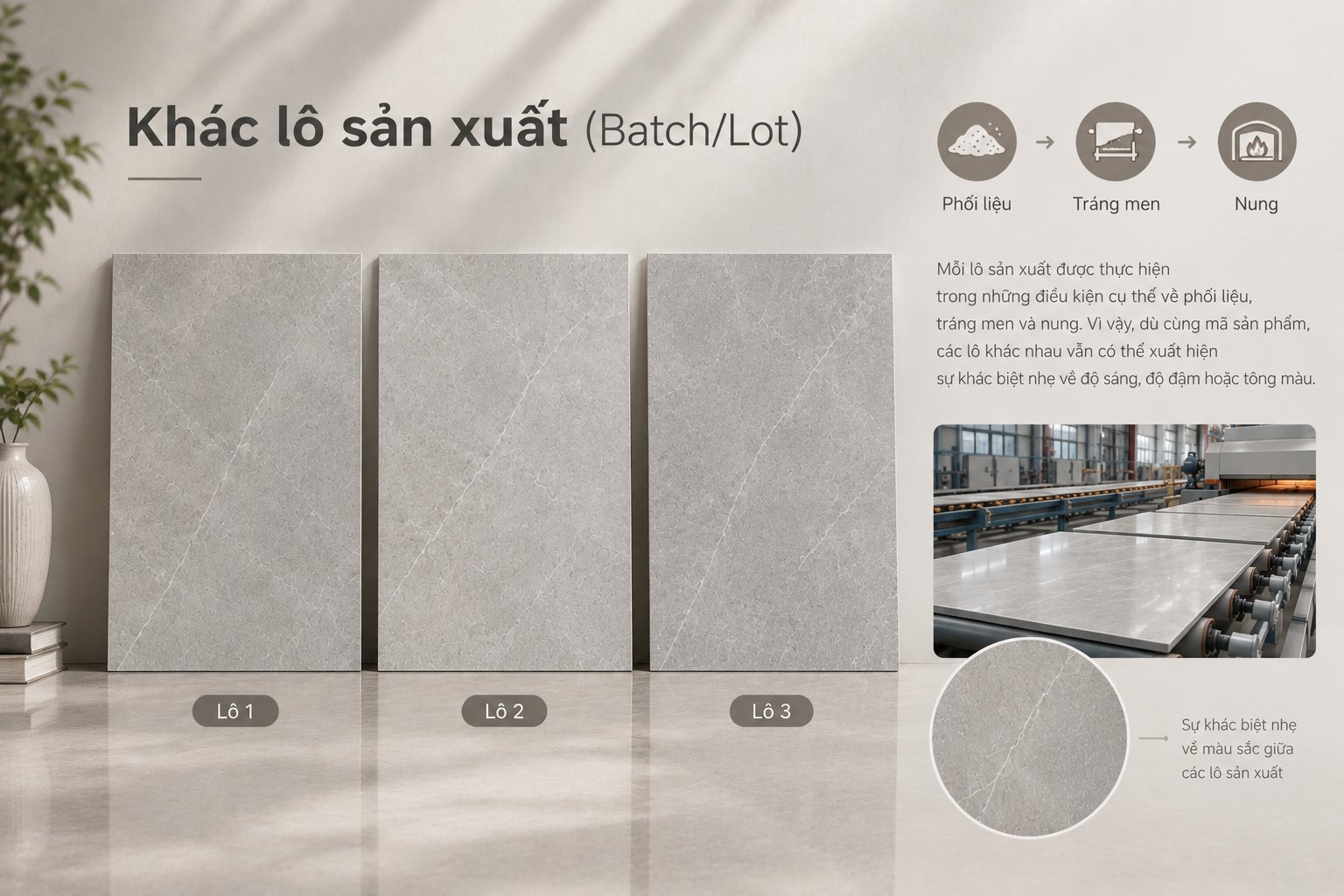 Vì Sao Gạch Cùng Mã Sản Phẩm Có Thể Khác Nhau Về Sắc Độ? Những Điều Cần Biết Trước Khi Thi Công
