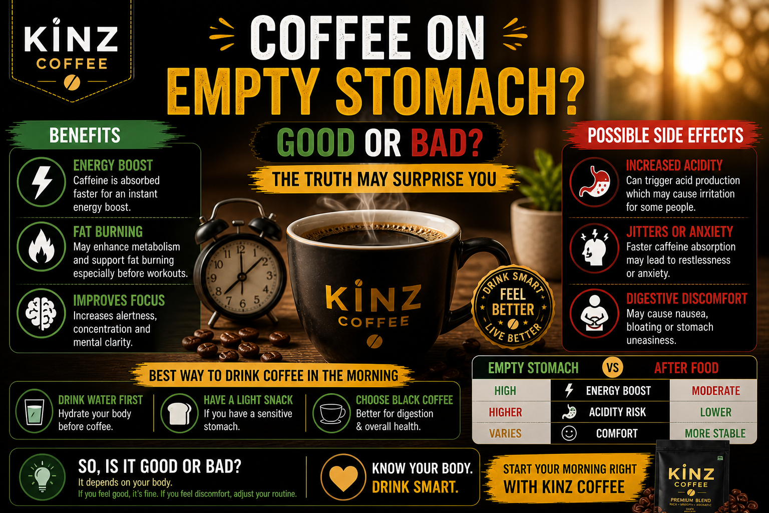 Coffee on Empty Stomach: Good or Bad? (Truth Explained)