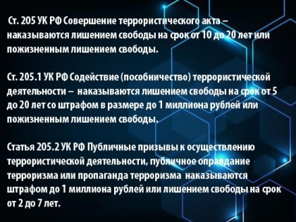 Памятка гражданам об ответственности за нарушение антитеррористического законодательства
