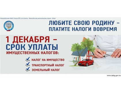 До 1 декабря необходимо оплатить имущественные налоги