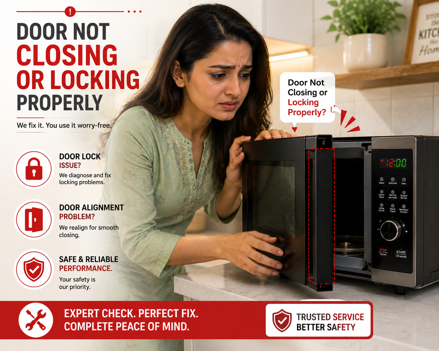 Microwave door not closing properly