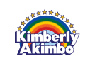 The image features the name "Kimberly Akimbo" displayed prominently in a colorful, retro-style design with a rainbow and stars in the background.