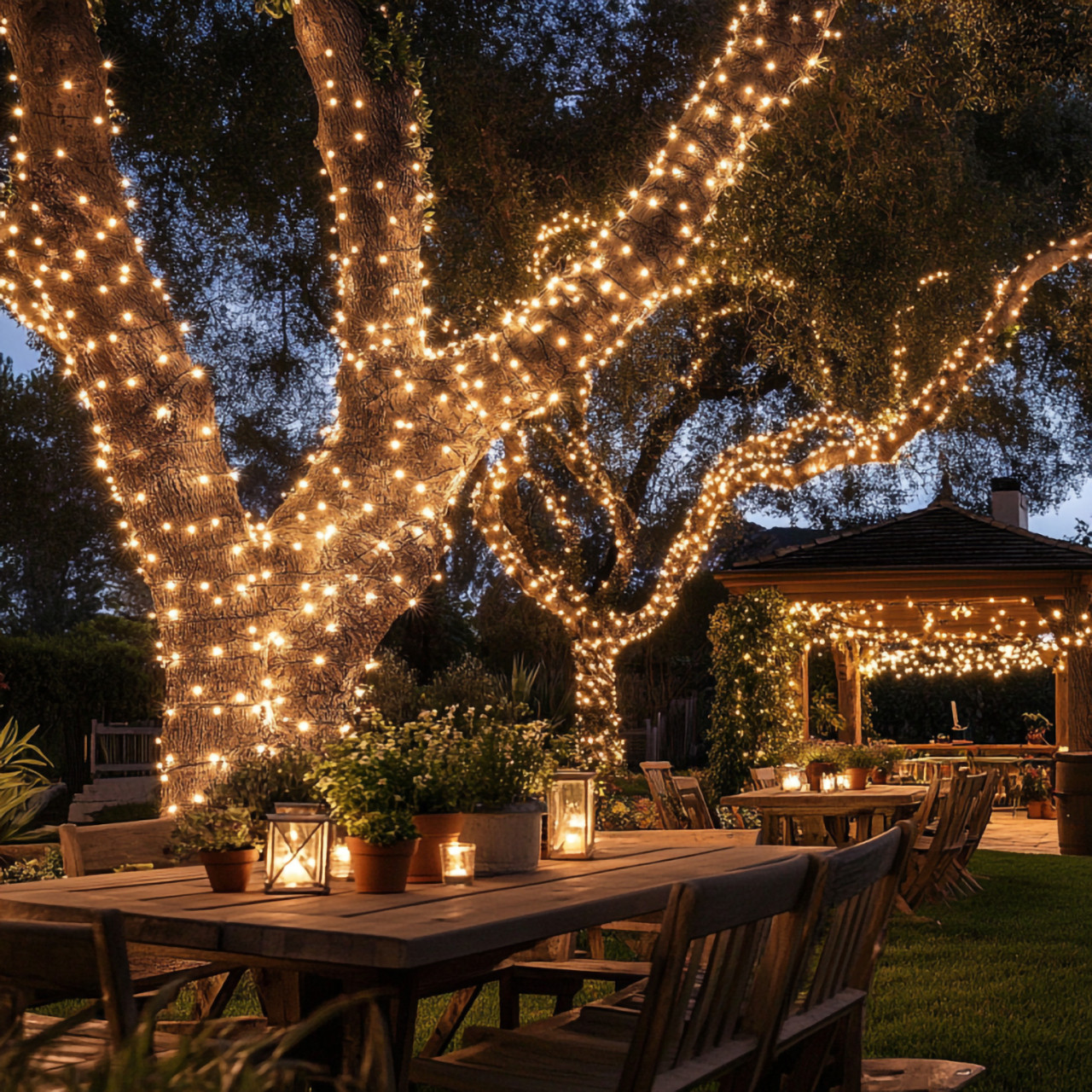 Beautifully lit wedding venue