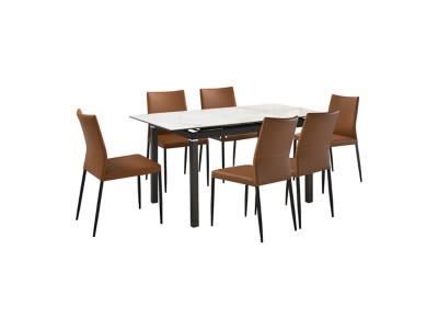 D6001536CN_2 Armen Living Giana and Kash Extendable Dining Table and 6 Chairs - Image 1