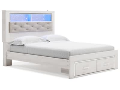 B2640-65-54S-95-ANGLE-SW-P1-KO Altyra Queen Upholstered Bookcase Bed with Storage - Image 1