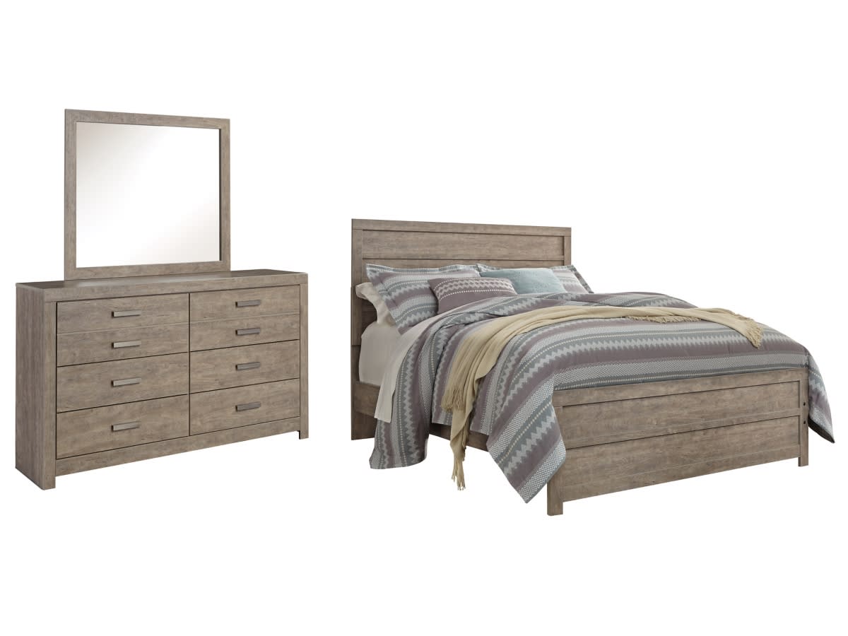 B070-31-36-71-96-SW-P1-KO Culverbach Queen Panel Bed with Mirrored Dresser - Image 1