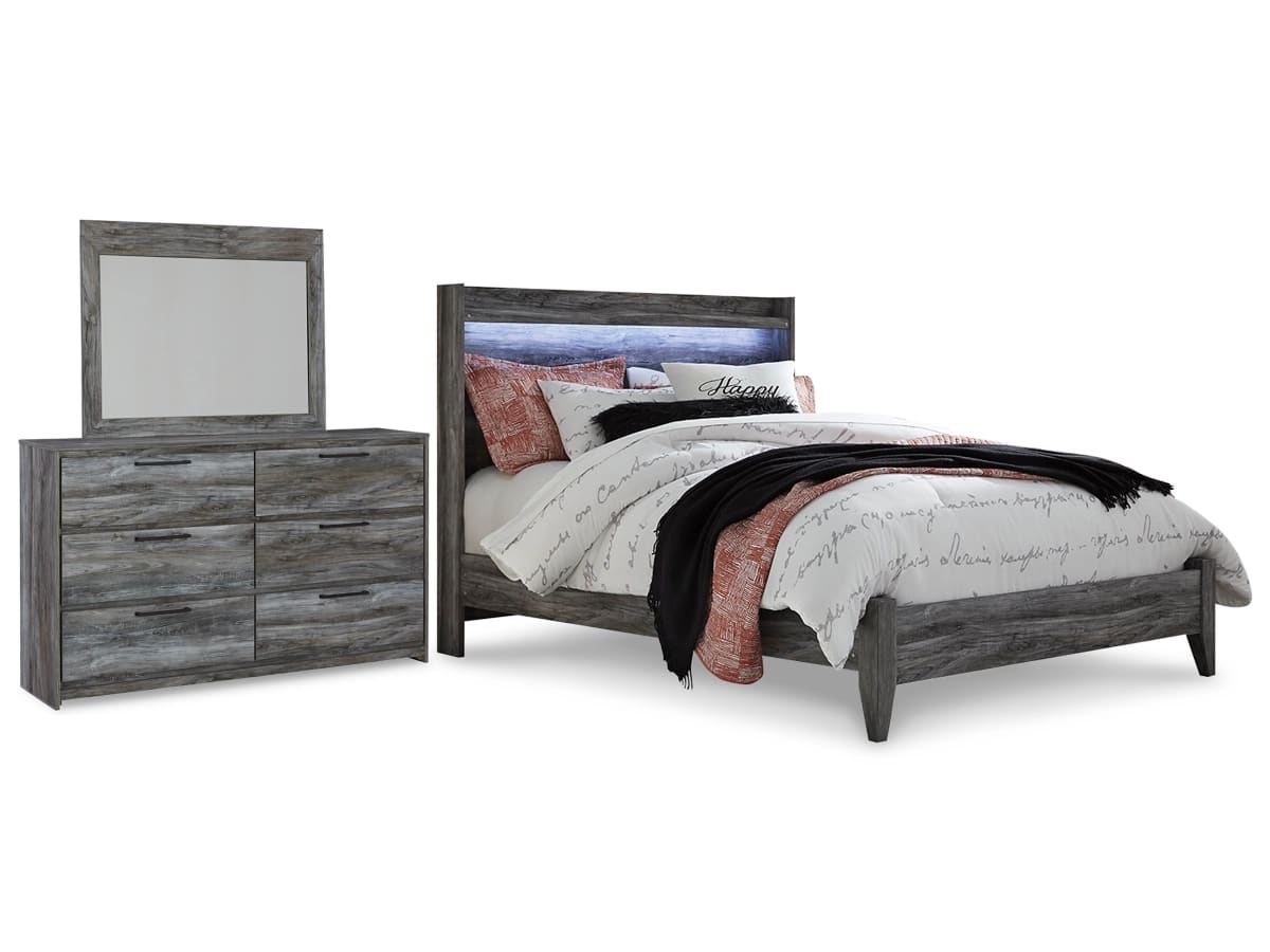 B221-31-35-57-54-SW-P1-KO Baystorm Queen Panel Bed with Mirrored Dresser - Image 1