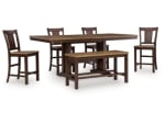 Anixburg Counter Height Dining Table and 4 Barstools and Bench
