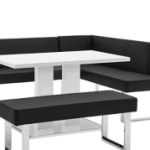 Armen Living Amanda Dining Table with Nook Sofa and Bench