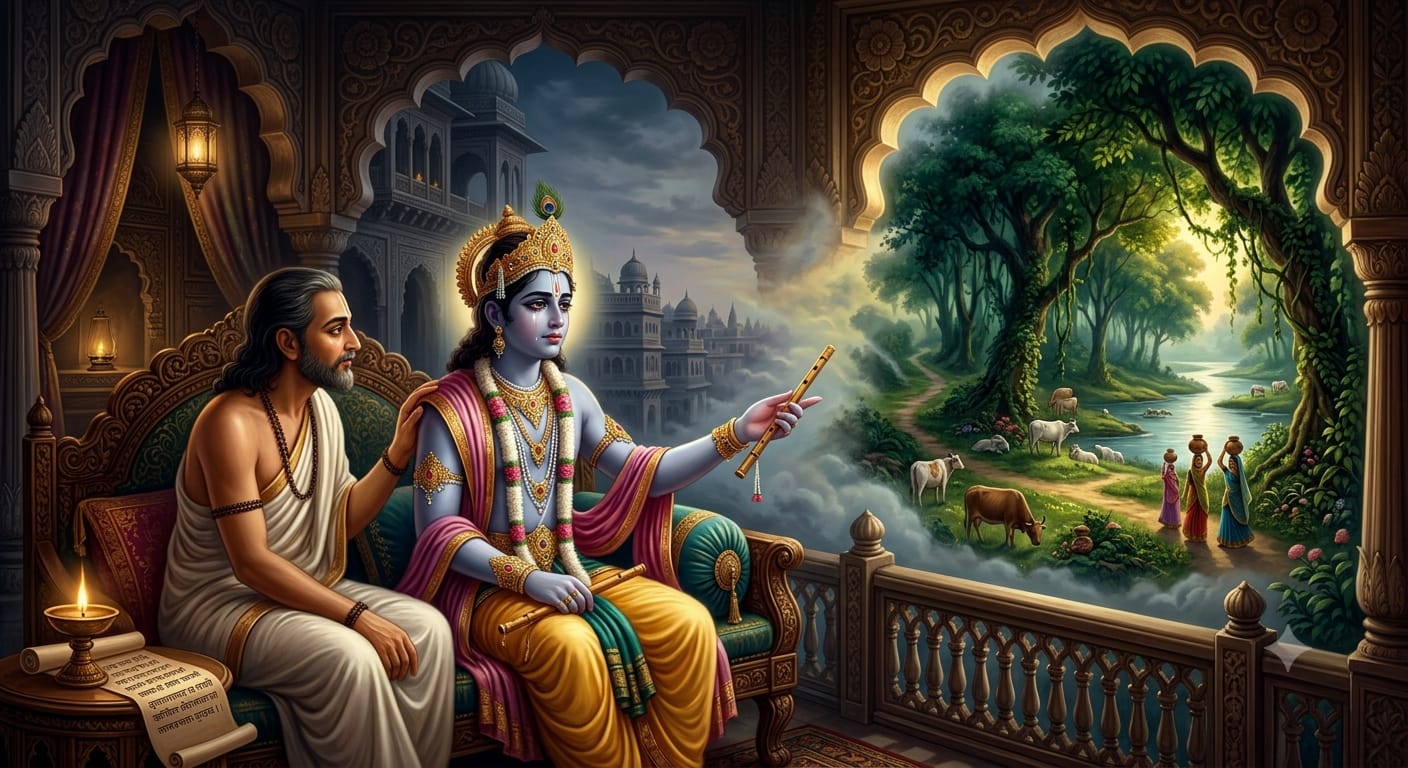श्रीकृष्ण का उद्धव से ब्रज की यादों को साझा करते हुए