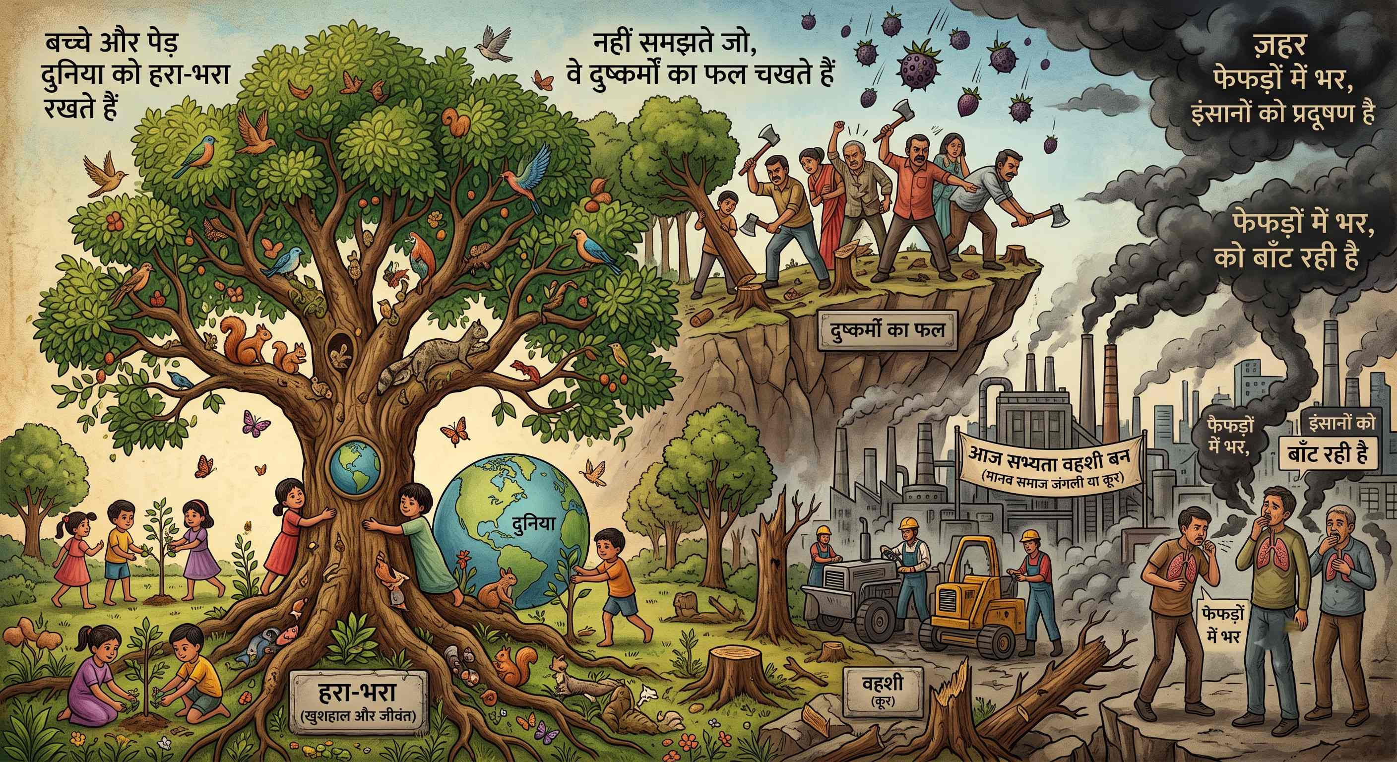 वर्तमान सभ्यता पर व्यंग्य और एक चेतावनी