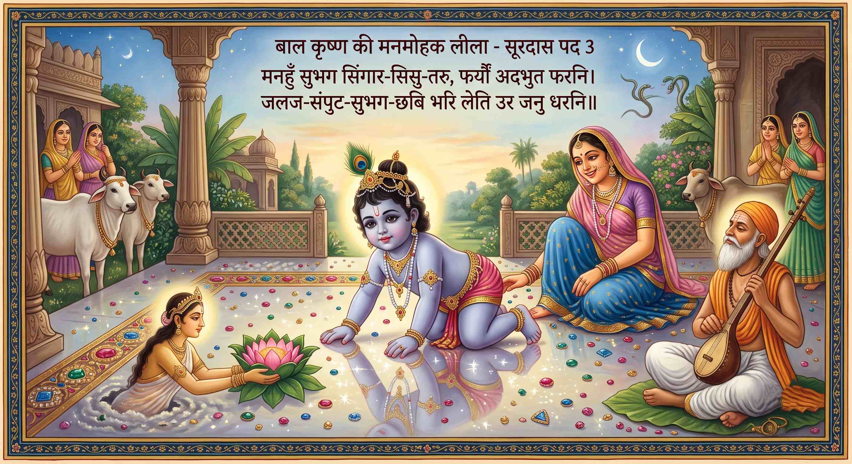 बालक श्रीकृष्ण की मनमोहक सुंदरता का वर्णन