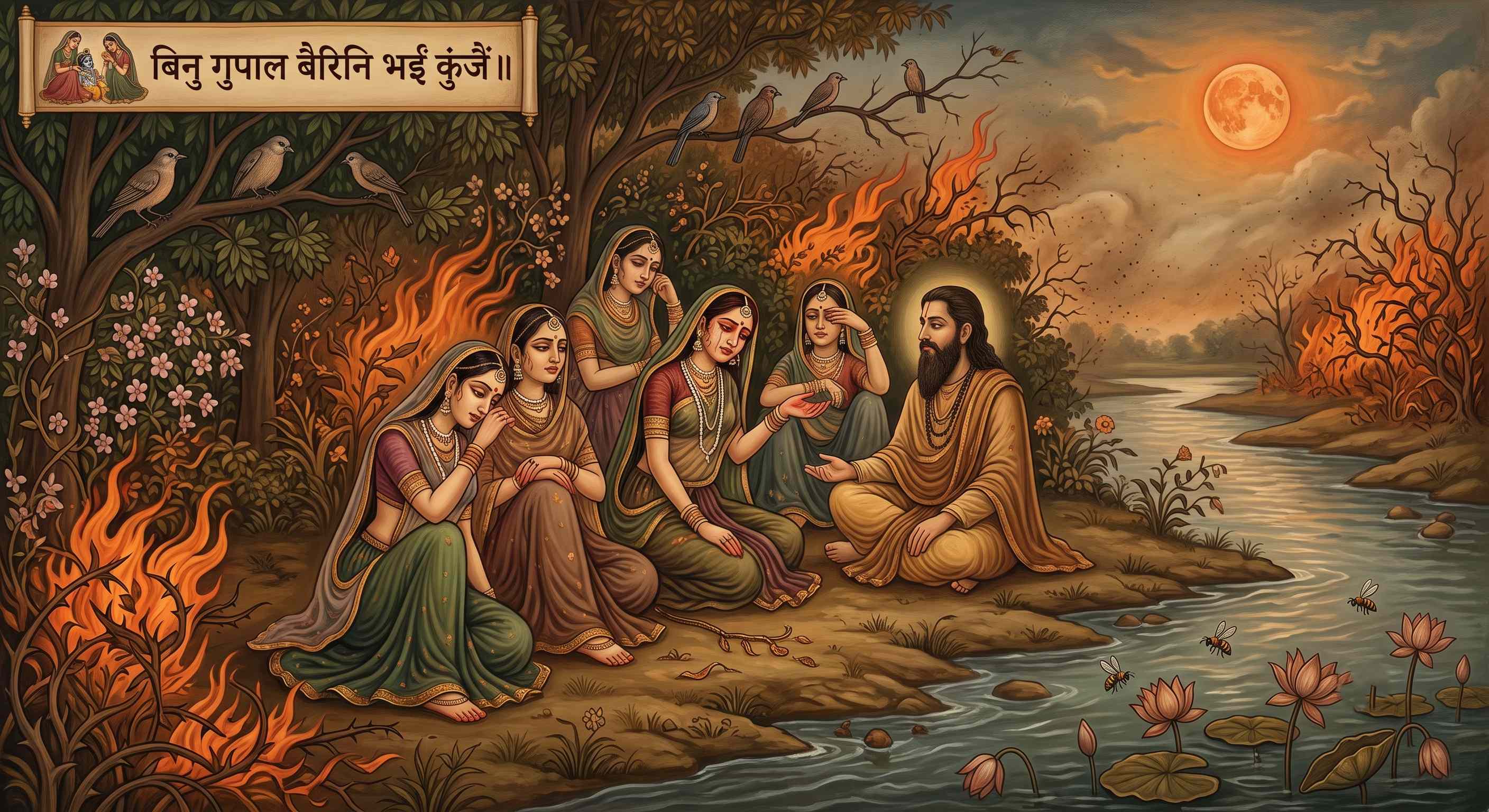 गोपियों की विरह व्यथा और प्रकृति का विपरीत प्रभाव
