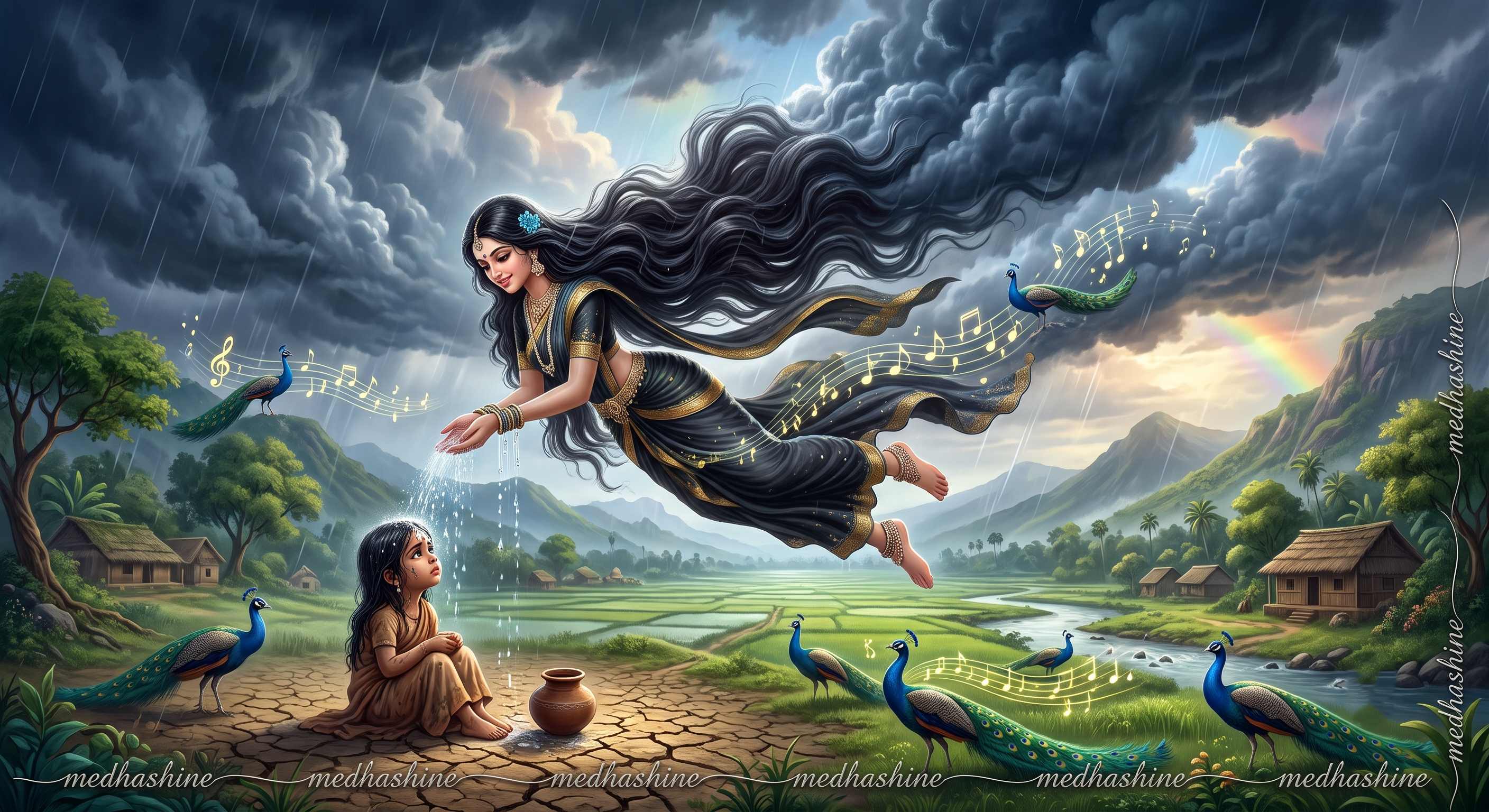 वर्षा के आगमन से प्रकृति में उल्लास