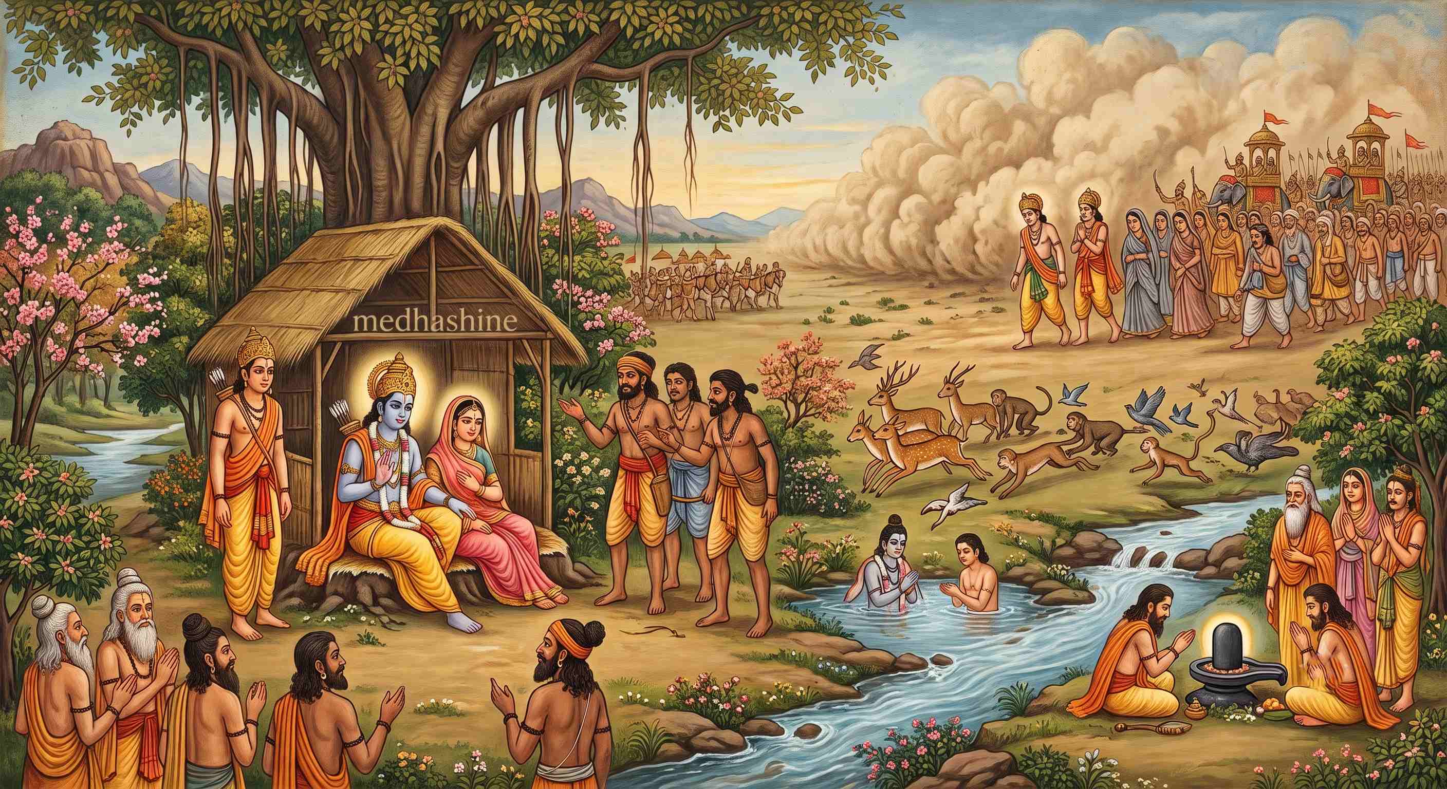 सहित समाज भरत जनु आए। नाथ बियोग ताप तन ताए।।
