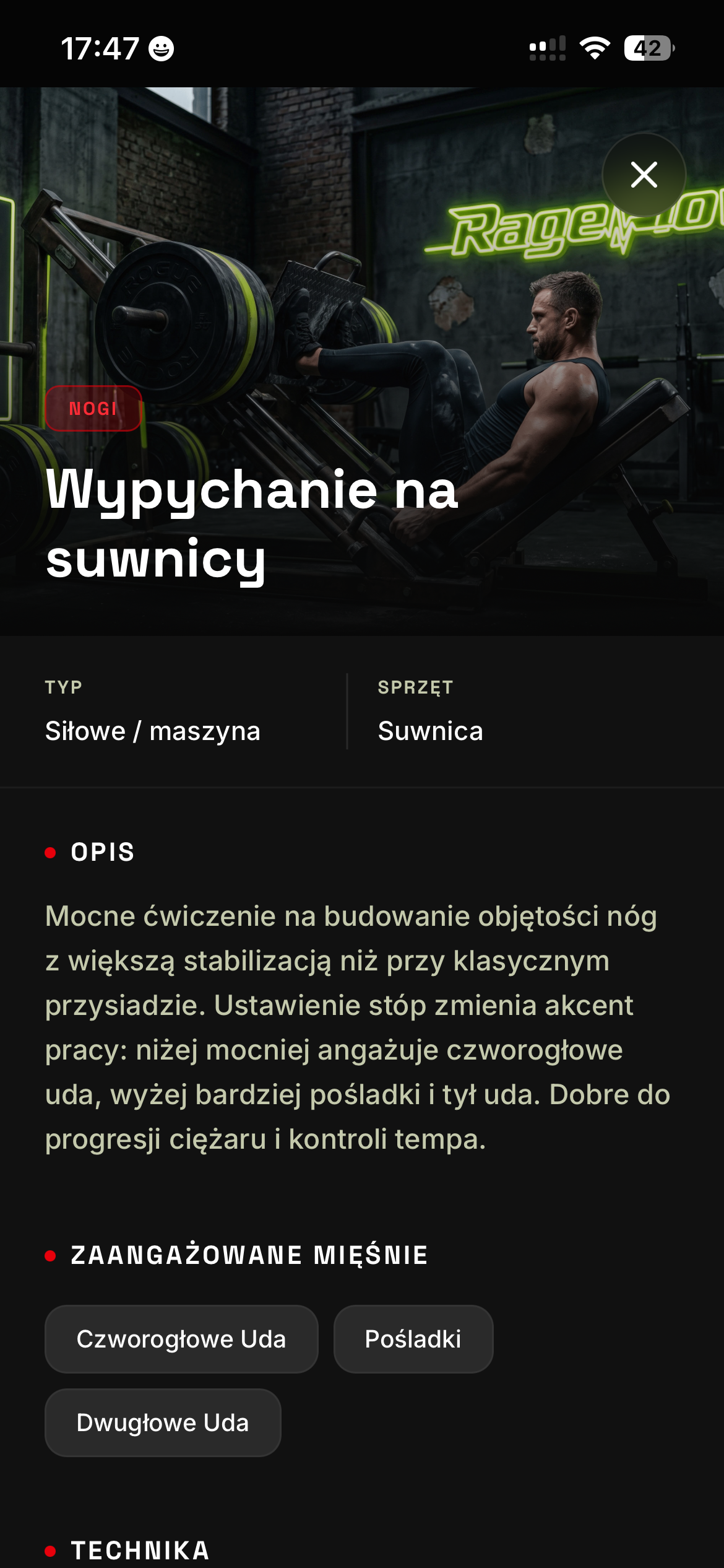 Ekran biblioteki ćwiczeń 4