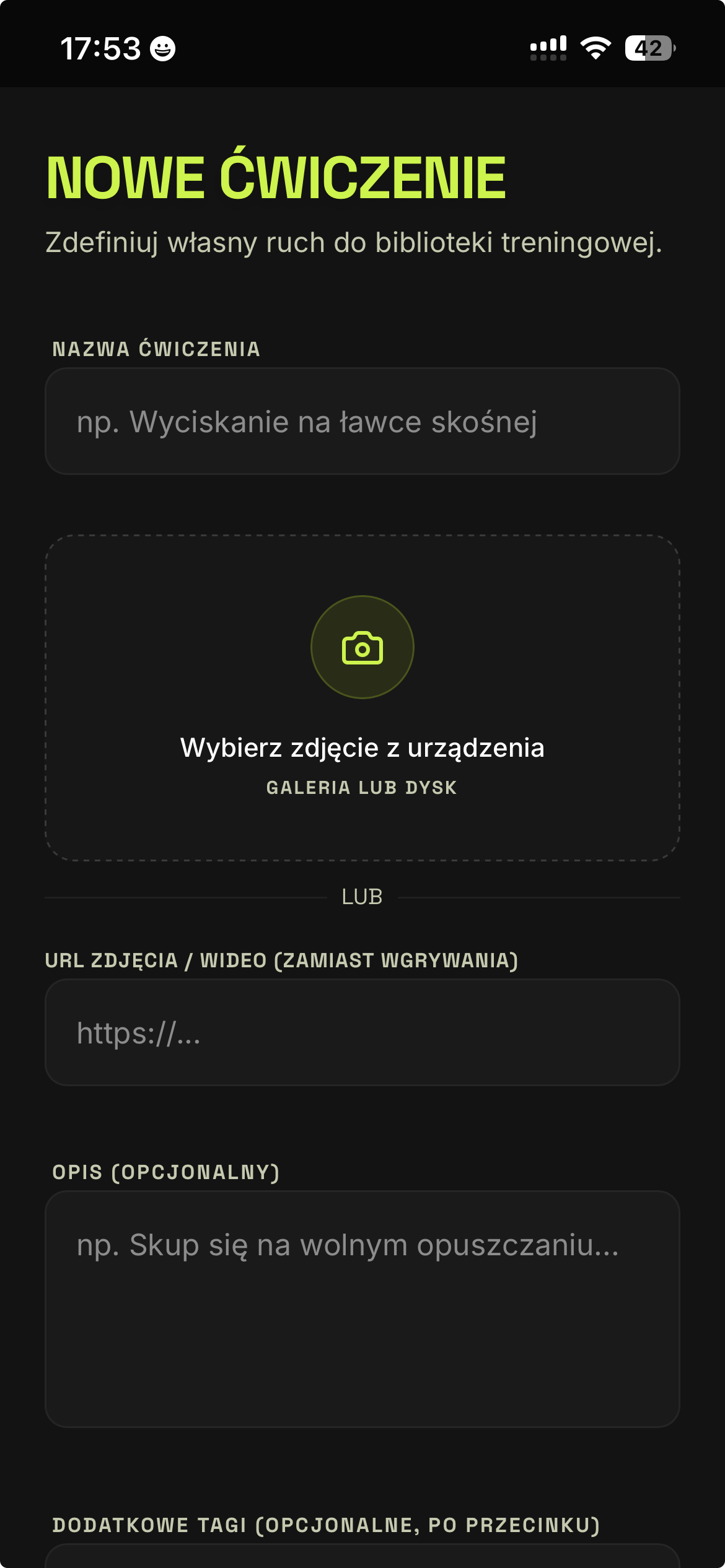 Ekran biblioteki ćwiczeń 5