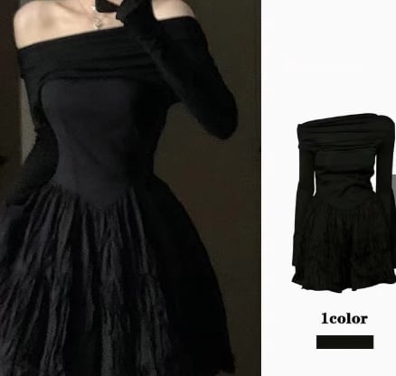 Women's Elegant Off-Shoulder Black  Dress,