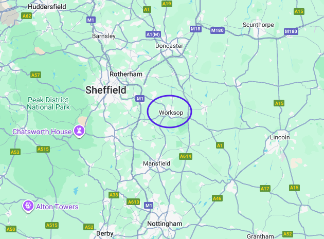 Worksop Location Map