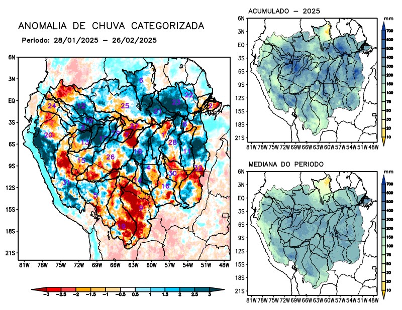 Anomalia de precipitação na Bacia Amazônica