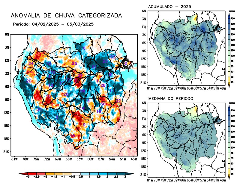 Anomalia de precipitação na Bacia Amazônica